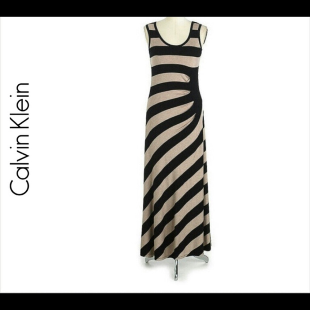 Asymmetrical Striped Maxi Dress